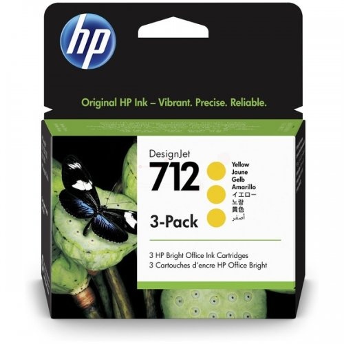 105521 HP 712 3-pack (3ED79A) Rašalinė kasetė, Geltona - Image 1