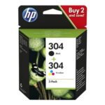 HP 304 2-pack Black/Tri-color (3JB05AE) Rašalinių kasečių komplektas, BK/CMY