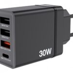 Verbatim 49700 USB Įkroviklis 30W 4-Port USB-A, USB-C, EU Plug, Juoda