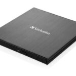 Verbatim 43886 External Slimline CD/DVD Writer Išorinis optinis įrenginys, USB-C/USB-A, Juoda