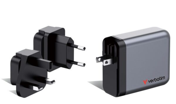 Verbatim 32203 GaN Įkroviklis 140W 4-Port, USB-A/USB-C, EU/UK/US Plug, Pilka/Juoda - Image 4
