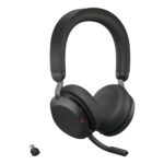 Jabra Evolve2 75 UC Link 380c Belaidės ausinės, Bluetooth, USB-C, Charging Stand, Juoda - Image 3